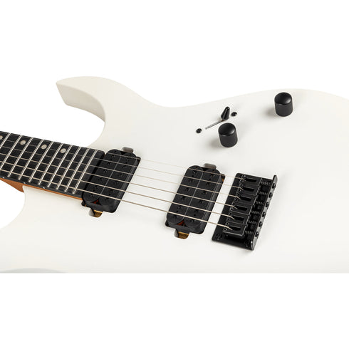 Spira Guitars S-400 MWH Roasted Poplar Electric Guitar, Roasted Maple, Ebony Tech FB - Satin White
